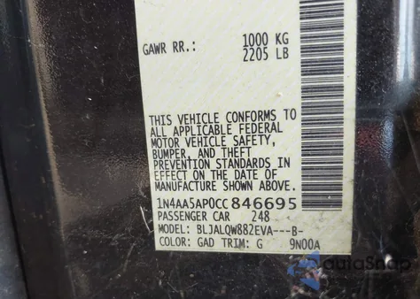 2012 Nissan Maxima 3.5 S from USA, damaged, VIN 1N4AA5AP0CC846695